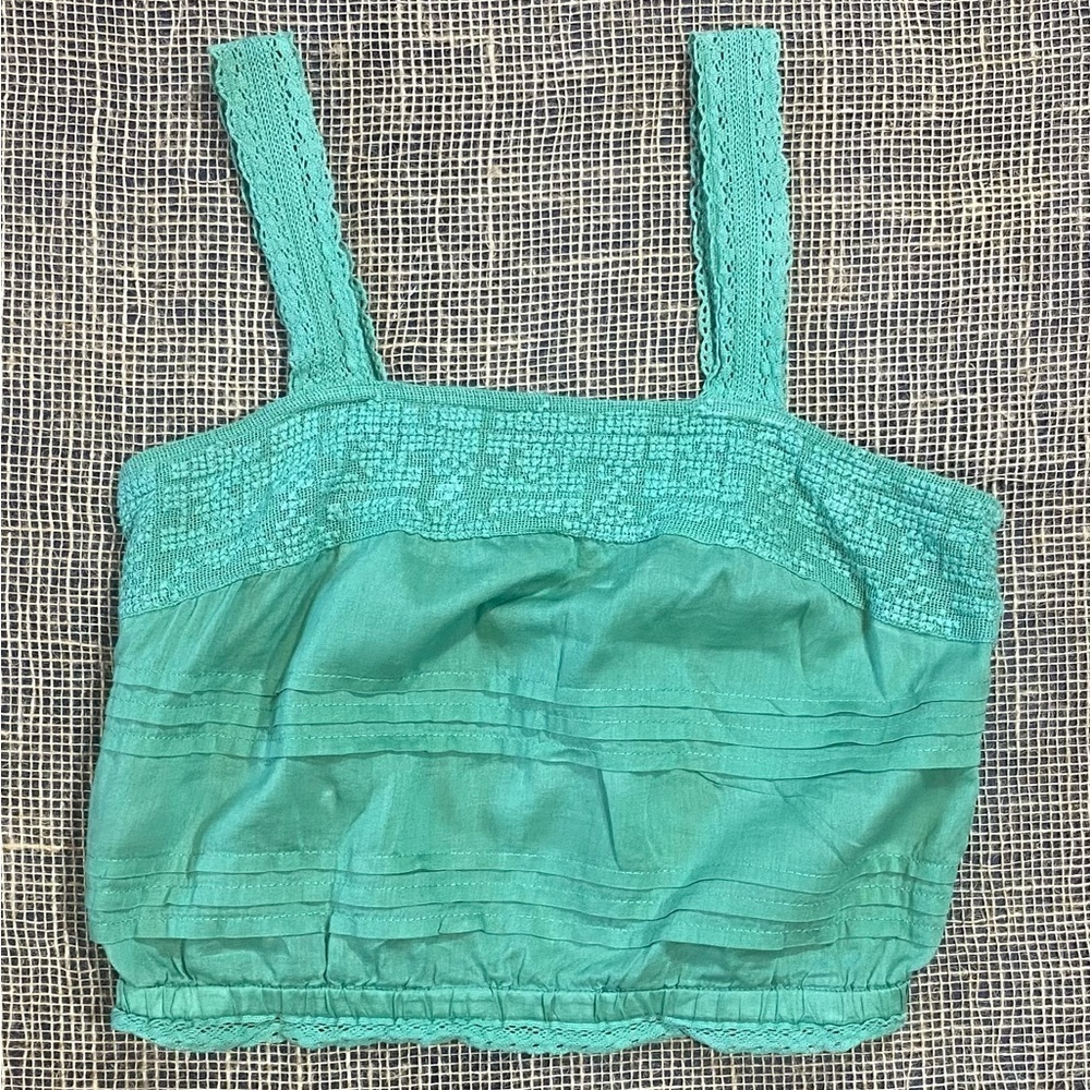 Aeropostale Green Cropped Tank Top, Sz XS, Adjustable Straps, Elastic Waist